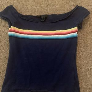 Rainbow and Navy Crop Top- Forever 21! (Size XS)